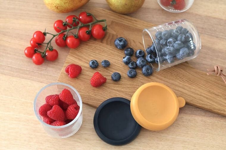 Beaba, zestaw słoiczków szklanych z zamknięciem, Night Blue/Honey, 2-250 ml