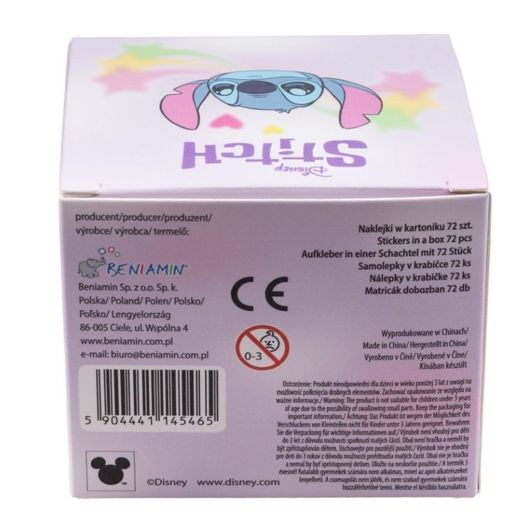 Beniamin, Lilo i Stitch, naklejki w kartoniku, 72 elementy