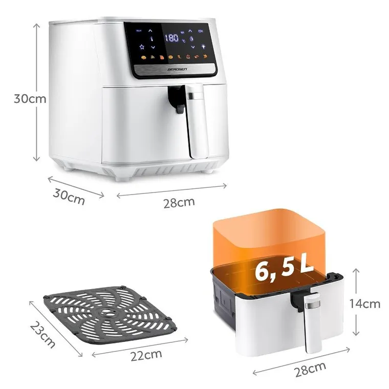 Berdsen, frytkownica beztłuszczowa, air fryer, biały, BD-662