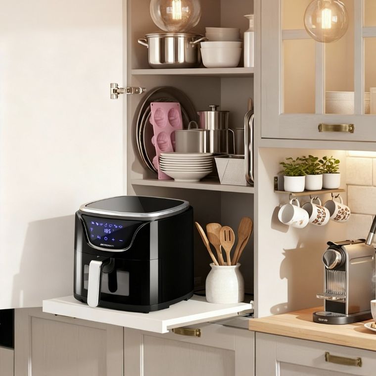 Berdsen, frytkownica beztłuszczowa, air fryer, czarno-srebrna, 5l, BD-652