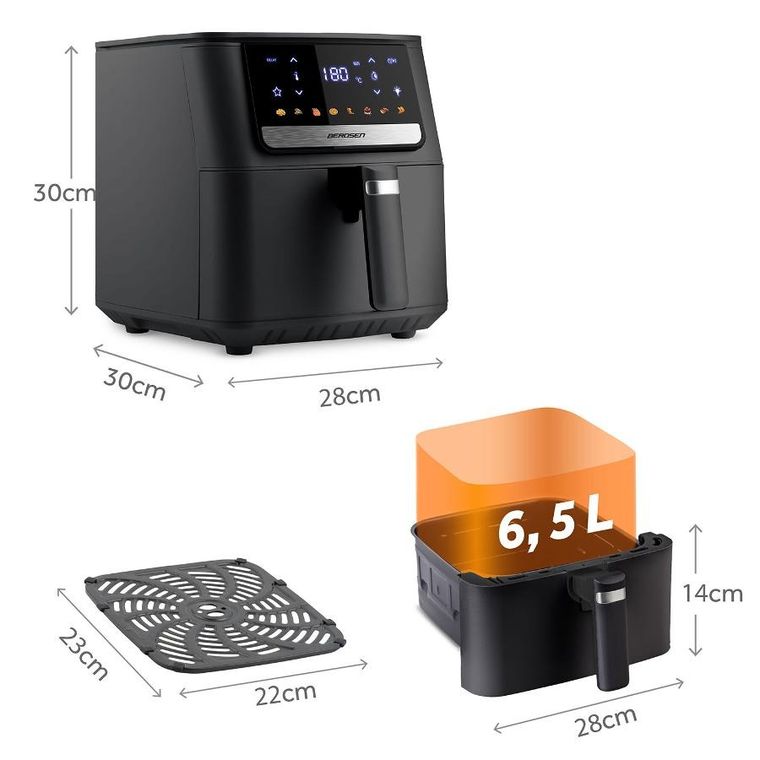 Berdsen, frytkownica beztłuszczowa, air fryer, czarny, BD-662