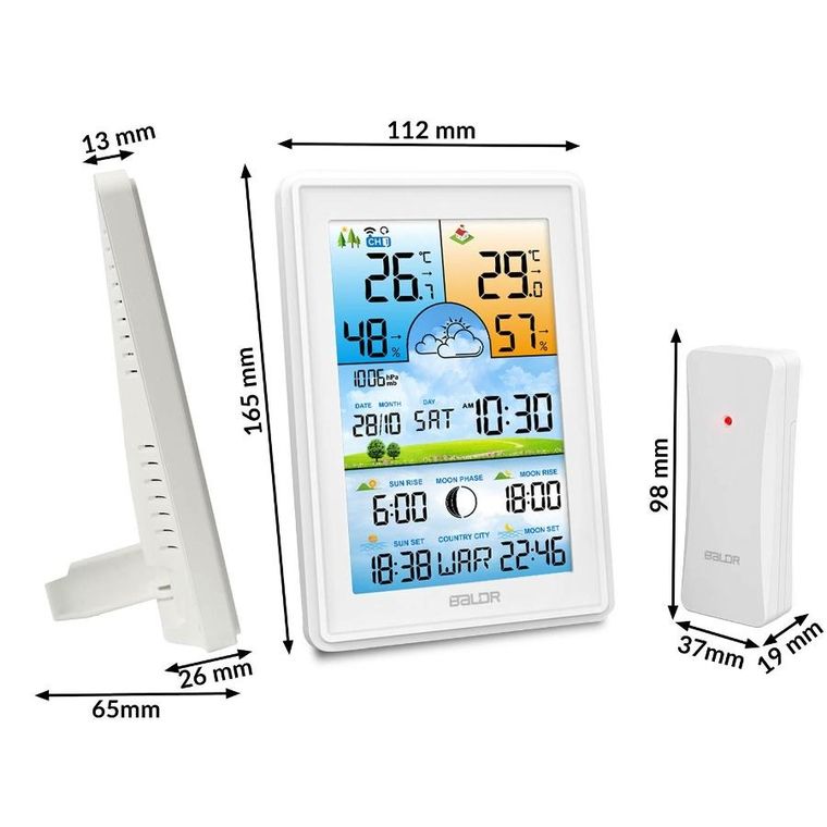 Berdsen, stacja pogodowa z wyświetlaczem, BD-906, biała
