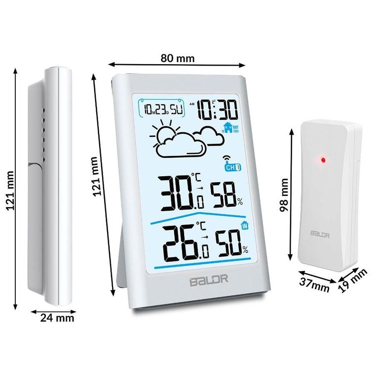 Berdsen, stacja pogodowa z wyświetlaczem, biała, BD-911
