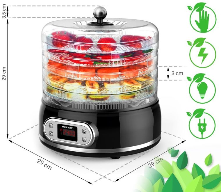 Berdsen, suszarka spożywcza do grzybów i owoców, 400W 10L