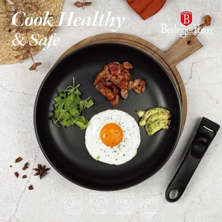 Berlinger Haus, Anthracite, zestaw: garnki tytanowe z pokrywą + patelnie, 9 elementów