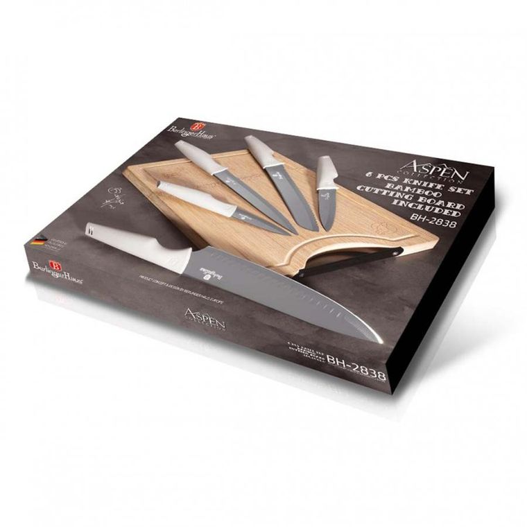 Berlinger Haus, Aspen, zestaw 5 noży kuchennych z deską