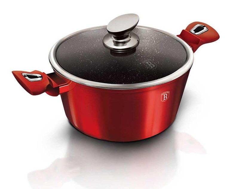 Berlinger Haus, Burgundy, zestaw: garnki granitowe z pokrywą + patelnie, 6 elementów
