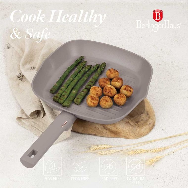 Berlinger Haus, Taupe, patelnia grillowa tytanowa, 28 cm
