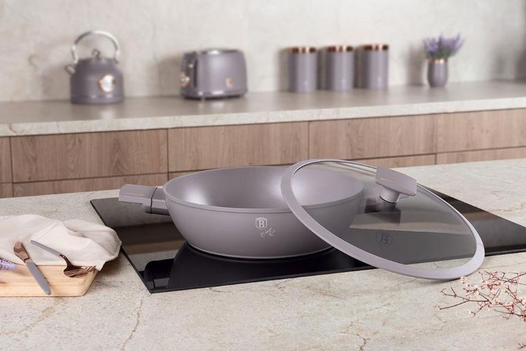 Berlinger Haus, Taupe, płaski garnek tytanowy z pokrywą, 4.5l