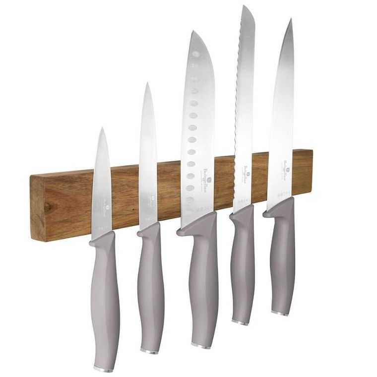 Berlinger Haus, Taupe, zestaw 5 noży kuchennych z listwą, 5 szt.