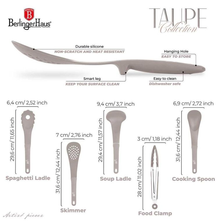 Berlinger Haus, Taupe, zestaw przyborów kuchennych