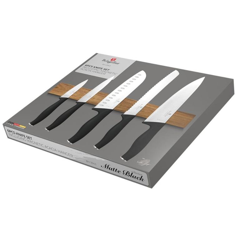 Berlinger Haus, zestaw noży kuchennych z listwą, matte black, 5 szt.