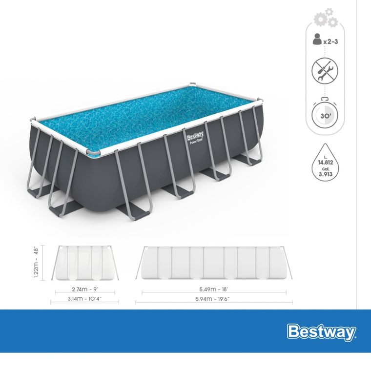 Bestway, basen ogrodowy, stelażowy, 549-274-122 cm 17w1