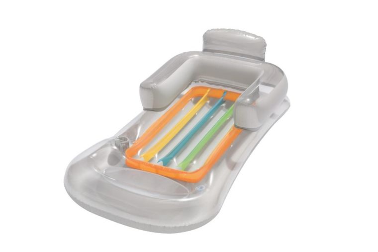 Bestway, dmuchany materac do pływania, z oparciem i podłokietnikami, srebrny, niebieski