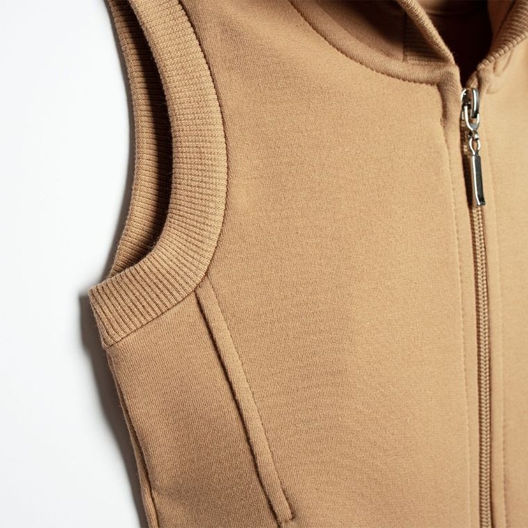 Bezrękawnik chłopięcy z kapturem, beżowy, Nicol