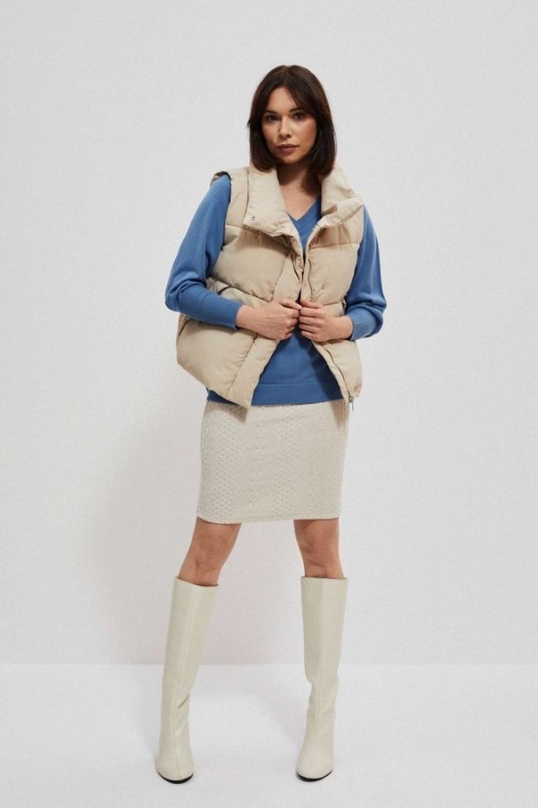 Bezrękawnik damski, beżowy, Moodo