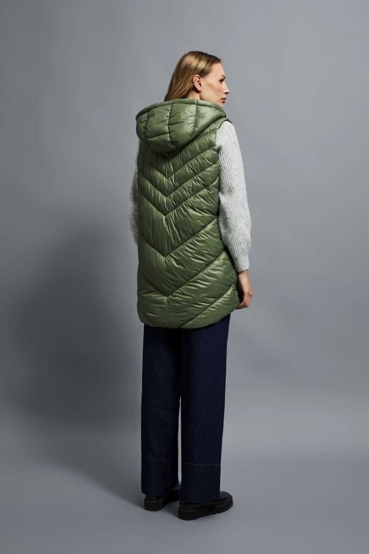 Bezrękawnik damski z kapturem, khaki, Moodo