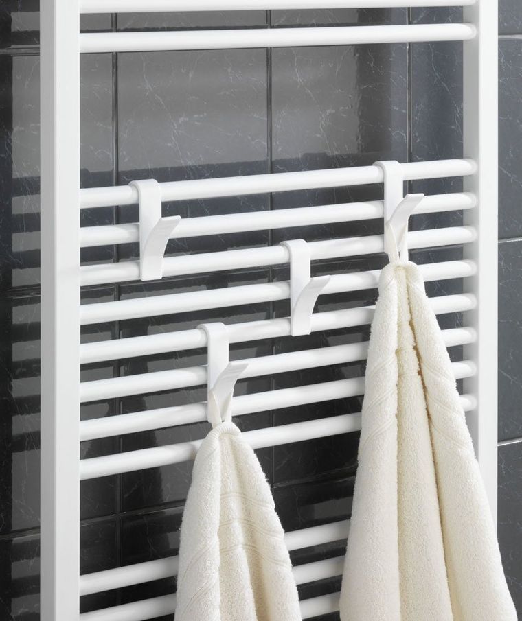 Białe haczyki, wieszaczki na grzejnik żeberkowy, 6 szt.