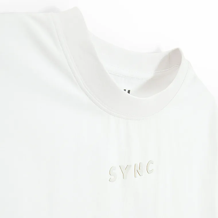 Biały t-shirt cropp z bawełny czesanej NOWEAR