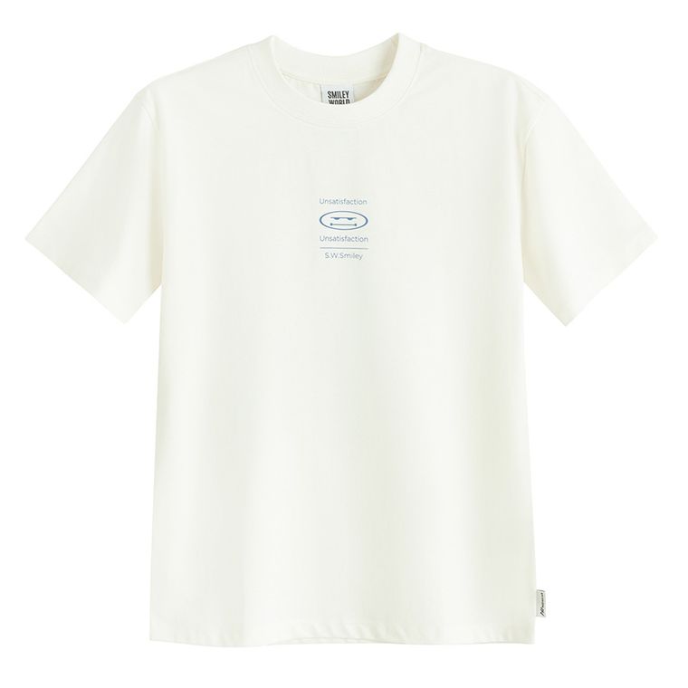 Biały t-shirt o kroju relaxed S.W.Smiley NOWEAR