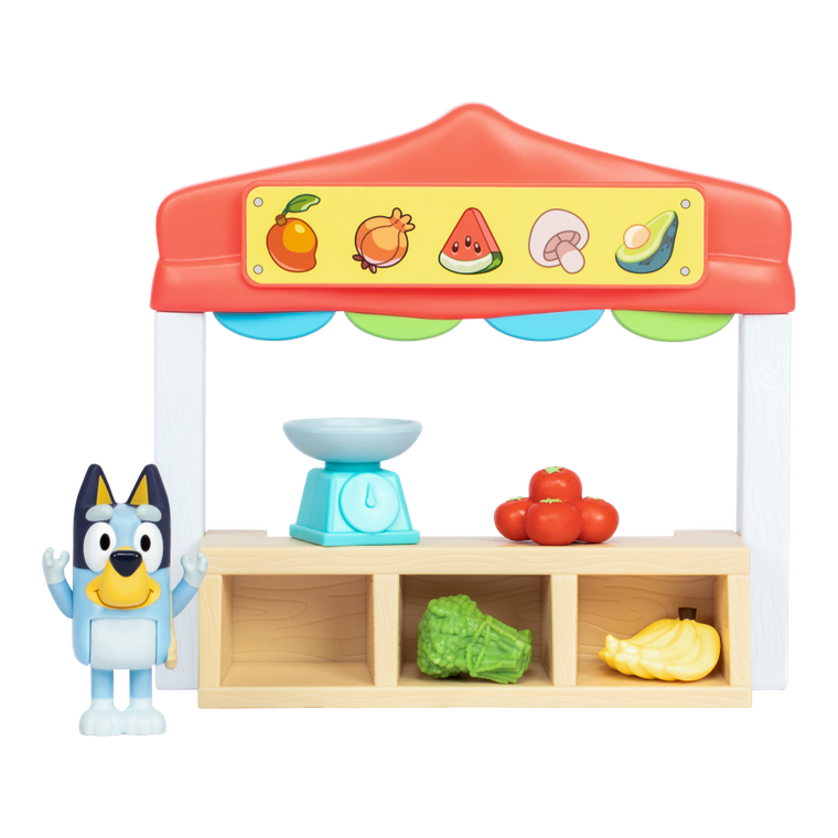 Bluey, sklep spożywczy, zestaw z figurką