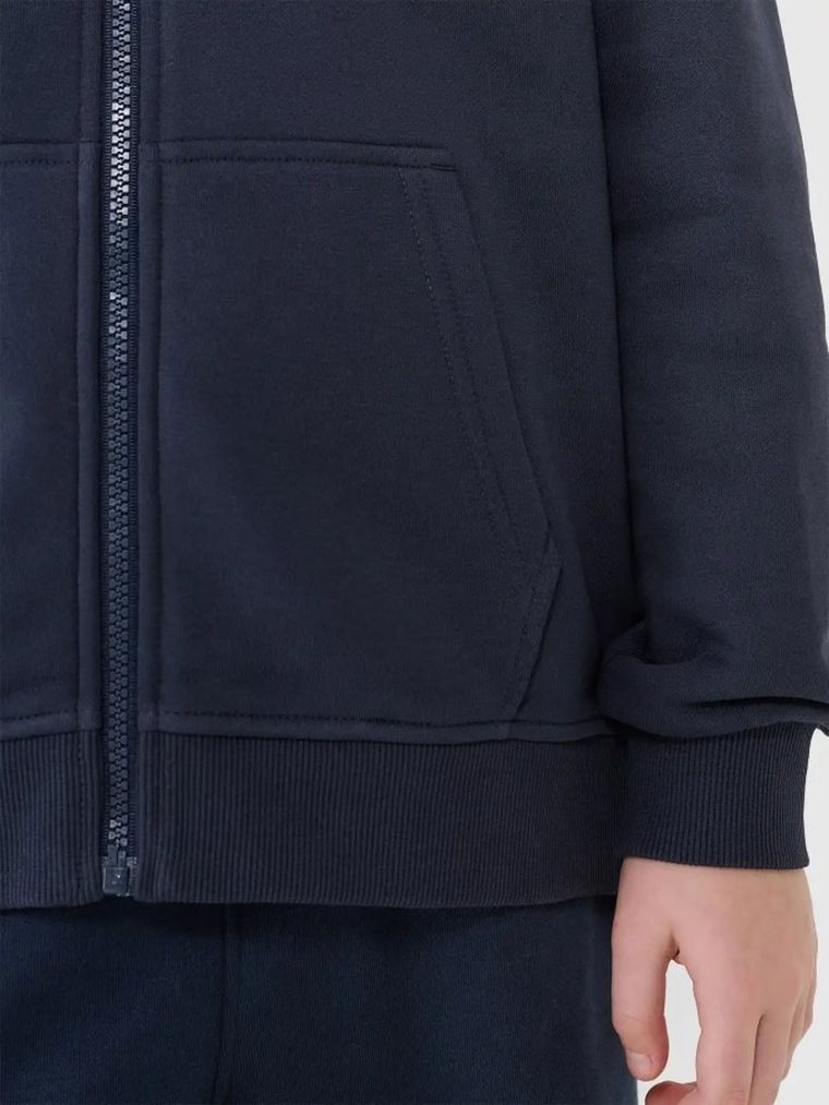 Bluza chłopięca z kapturem, rozpinana, granatowa, 4F