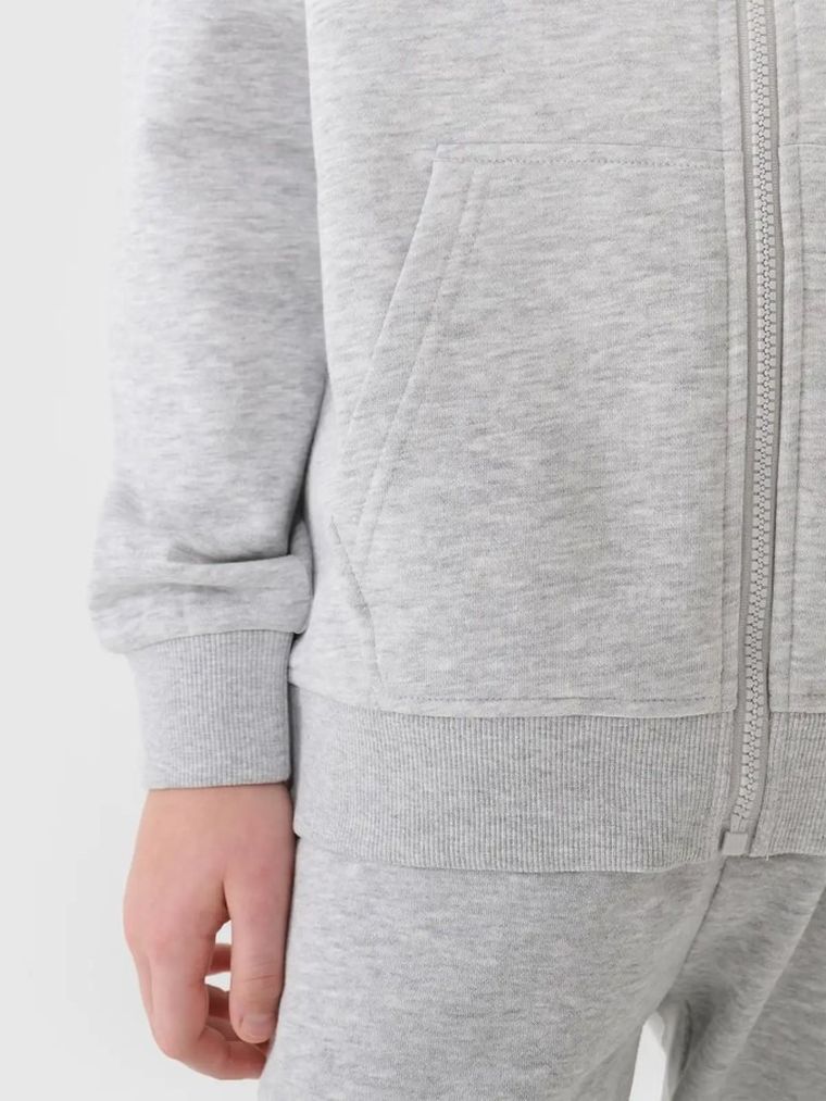 Bluza chłopięca z kapturem, rozpinana, szara, 4F