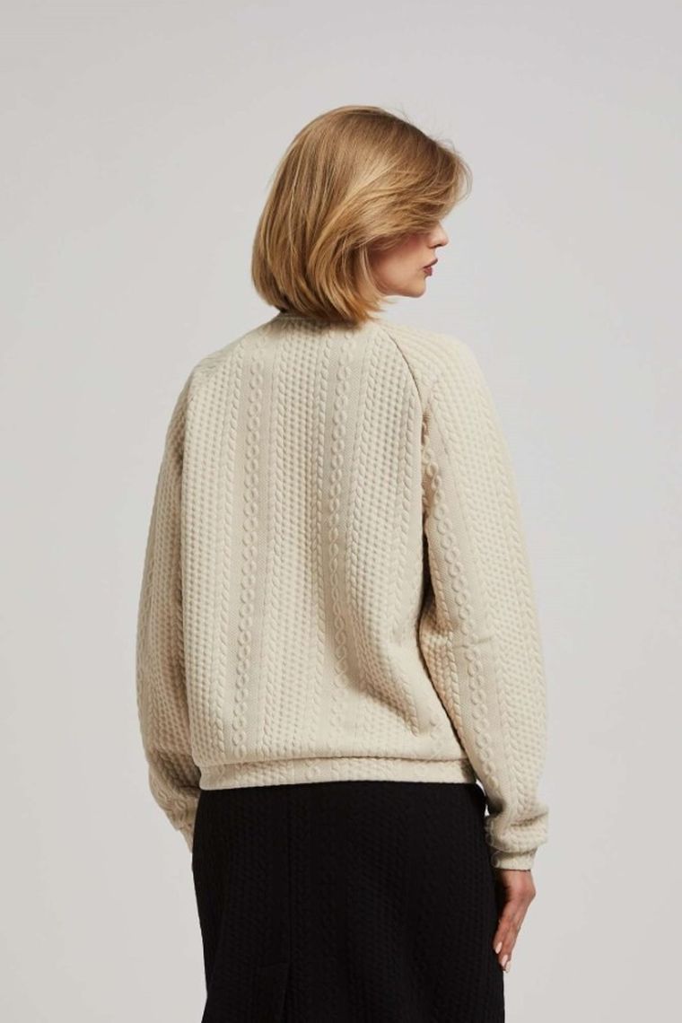 Bluza damska, rozpinana, beżowa, Moodo