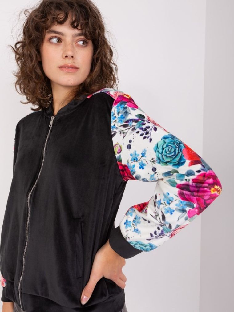 Bluza damska, rozpinana, czarna, Rue Paris