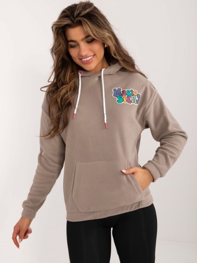 Bluza damska z kapturem, beżowa, Sublevel