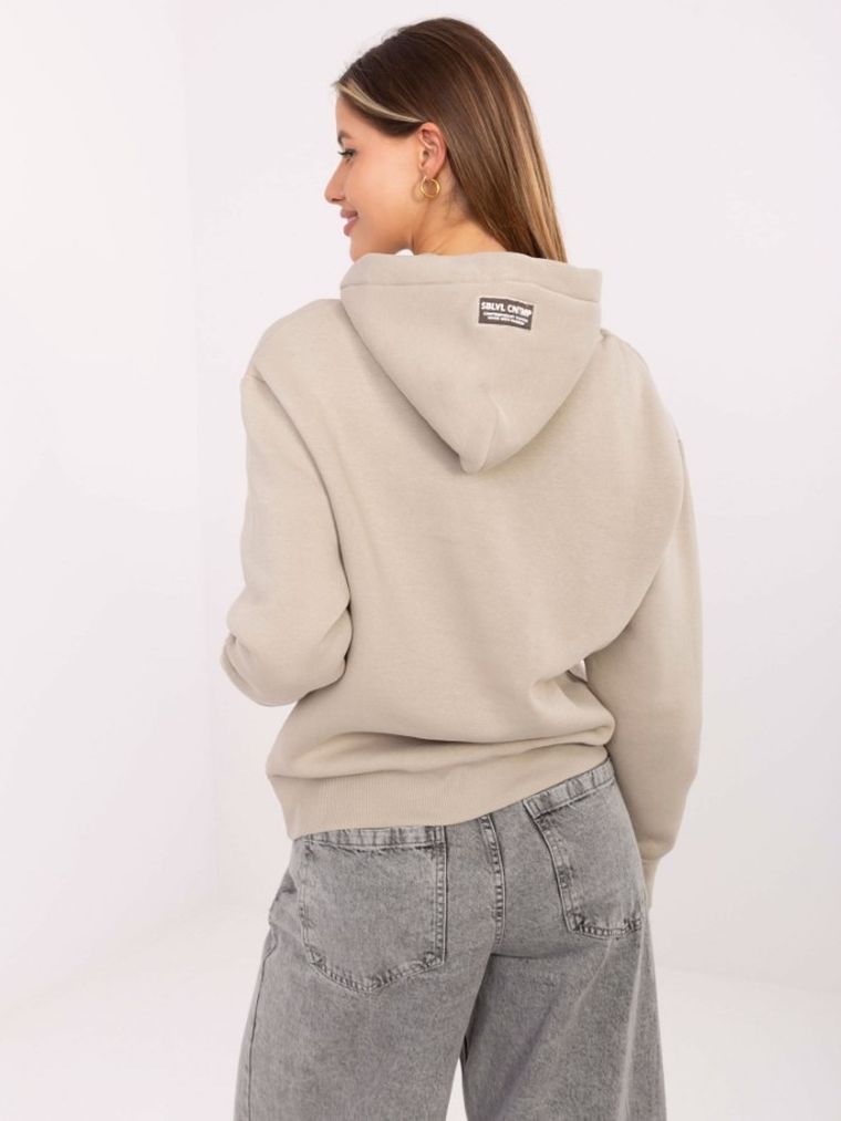 Bluza damska z kapturem, beżowa, Sublevel