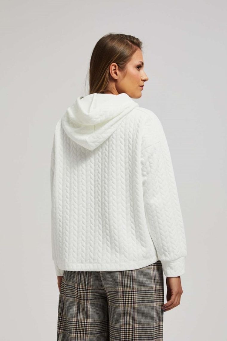 Bluza damska z kapturem, biała, Moodo