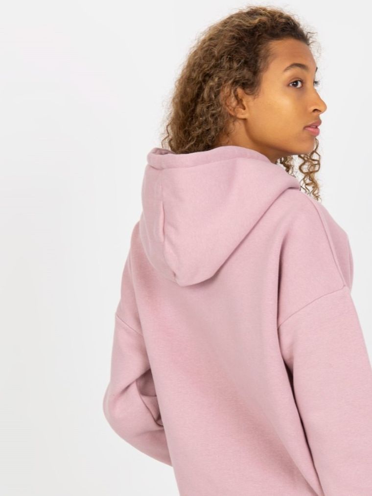 Bluza damska z kapturem, różowa, Rue Paris