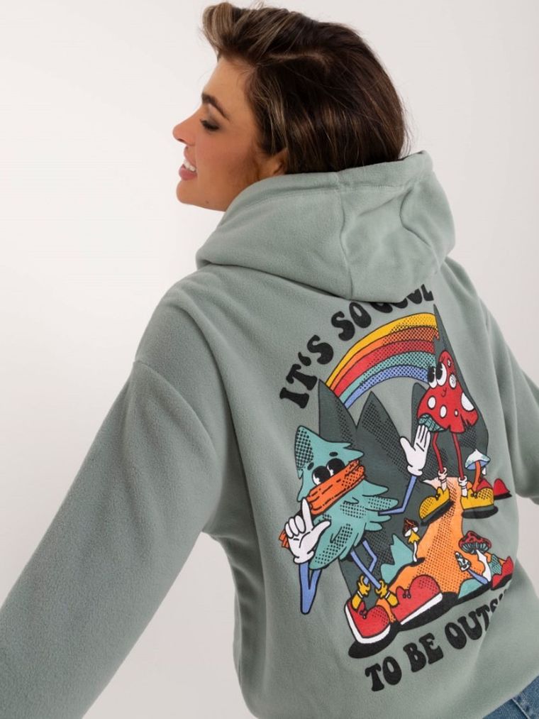 Bluza damska z kapturem, zielona, Sublevel