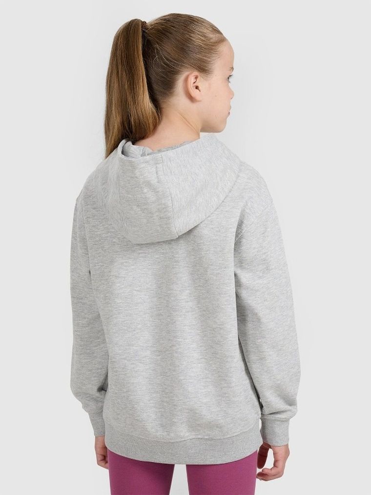 Bluza dziewczęca z kapturem, szara, 4F