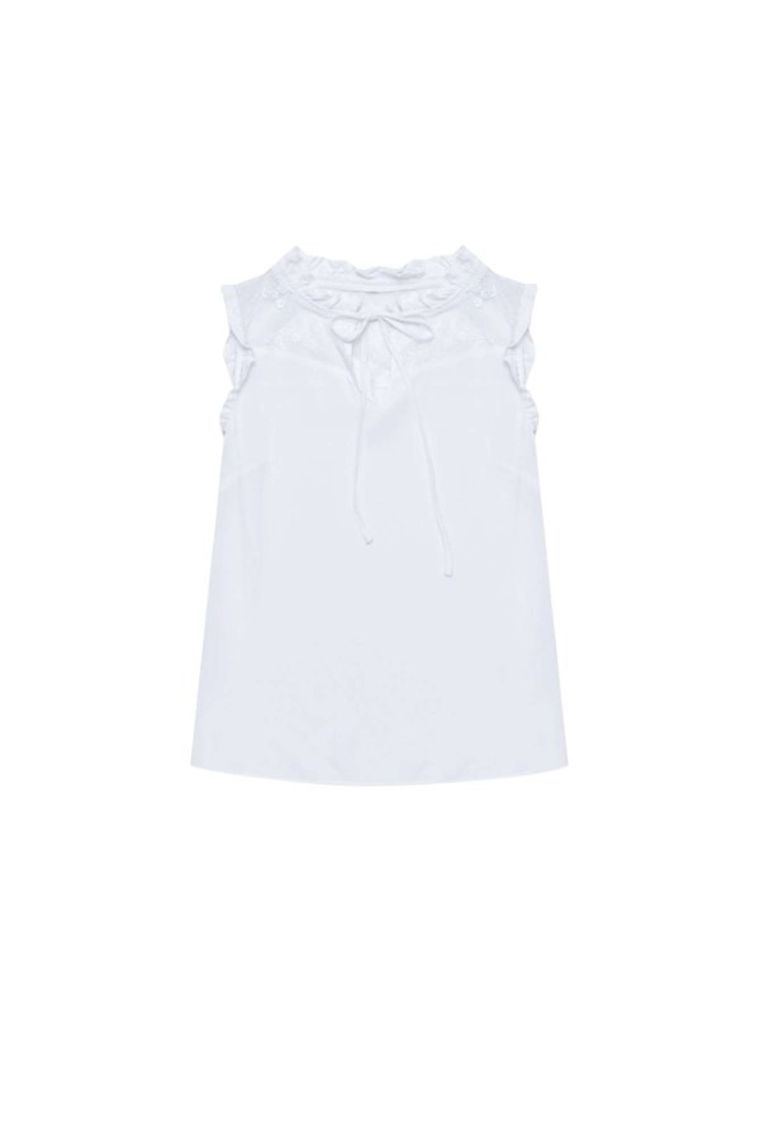 Bluzka damska bez rękawów, biała, Moodo