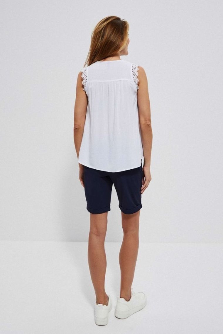 Bluzka damska bez rękawów, biała, Moodo