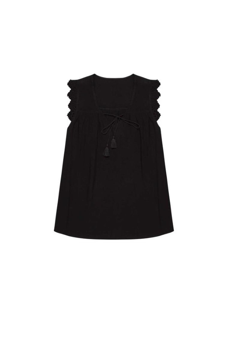 Bluzka damska bez rękawów, czarna, Moodo