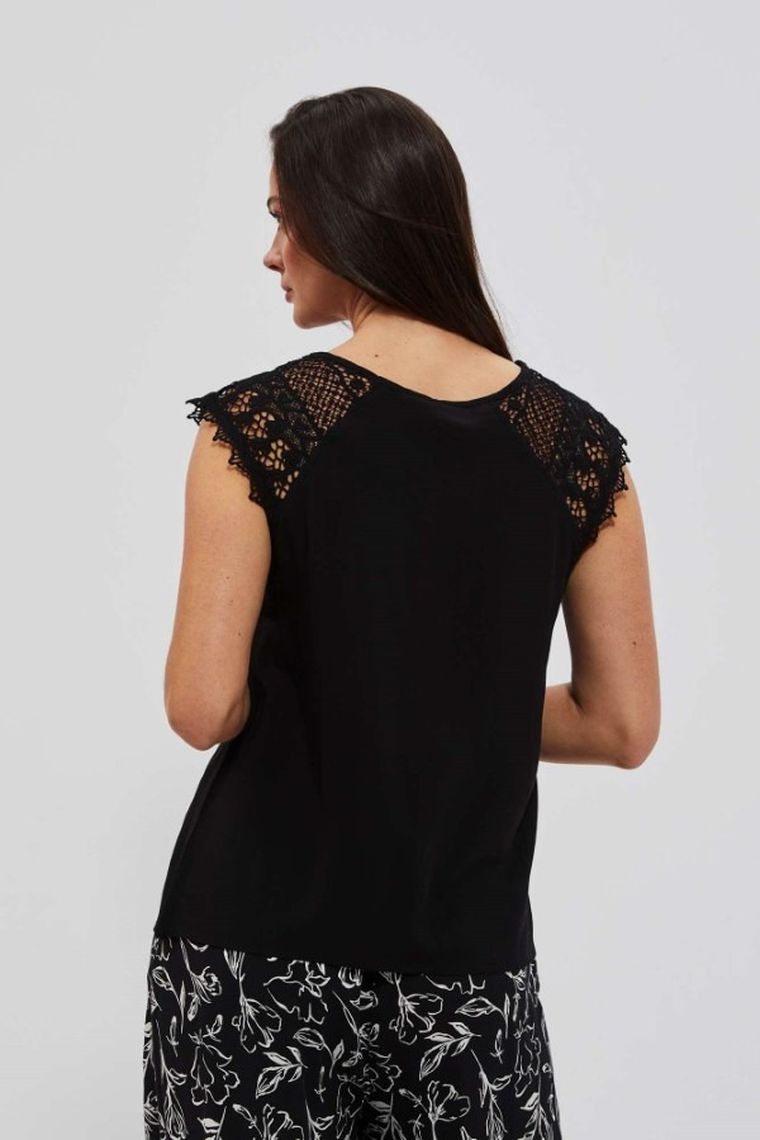 Bluzka damska bez rękawów, czarna, Moodo