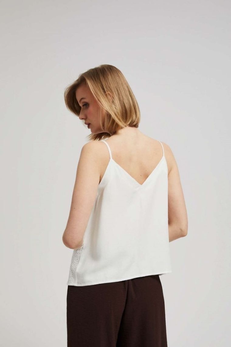 Bluzka damska na ramiączka, biała, Moodo