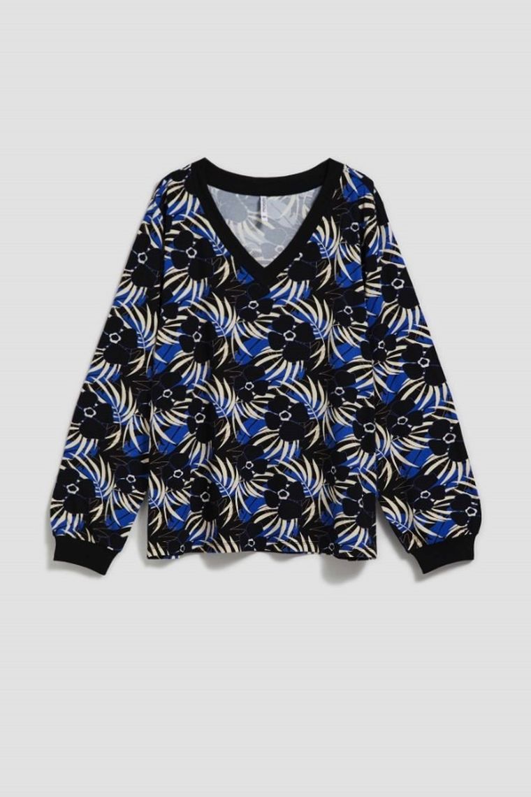 Bluzka damska z długim rękawem, czarna, Moodo