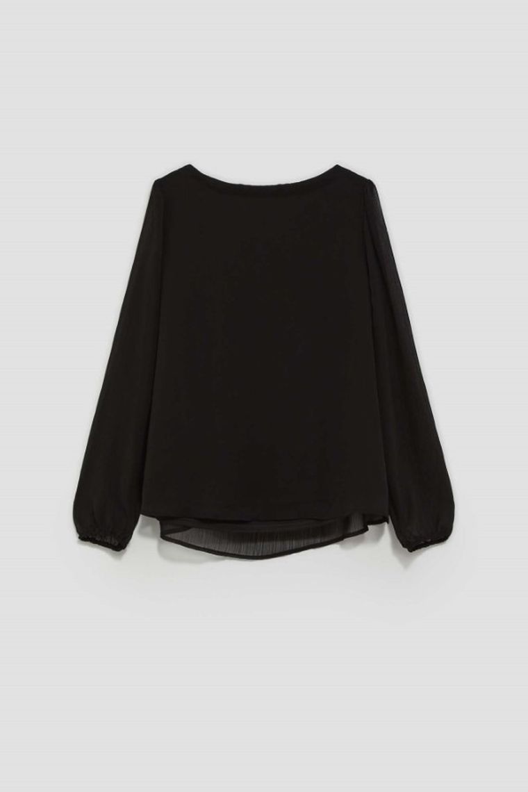 Bluzka damska z długim rękawem, czarna, Moodo