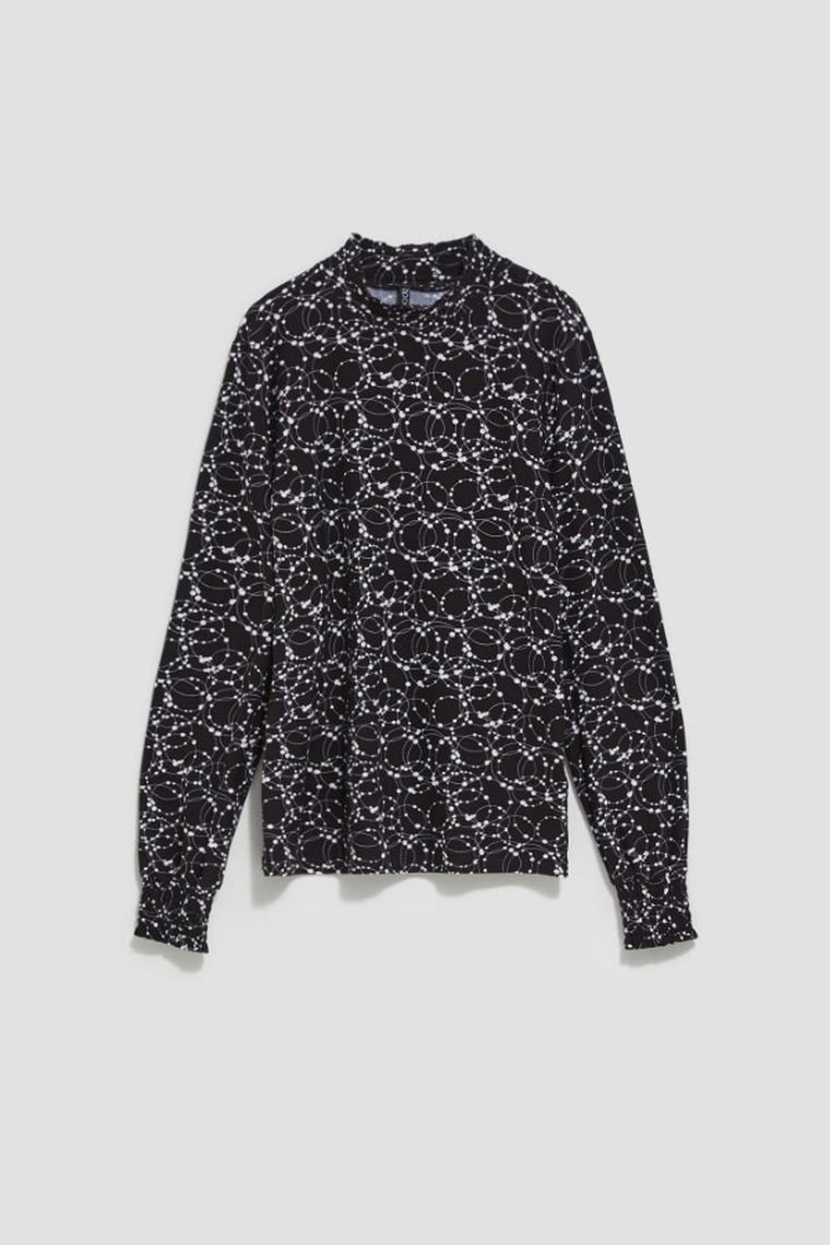 Bluzka damska z długim rękawem, czarna, Moodo