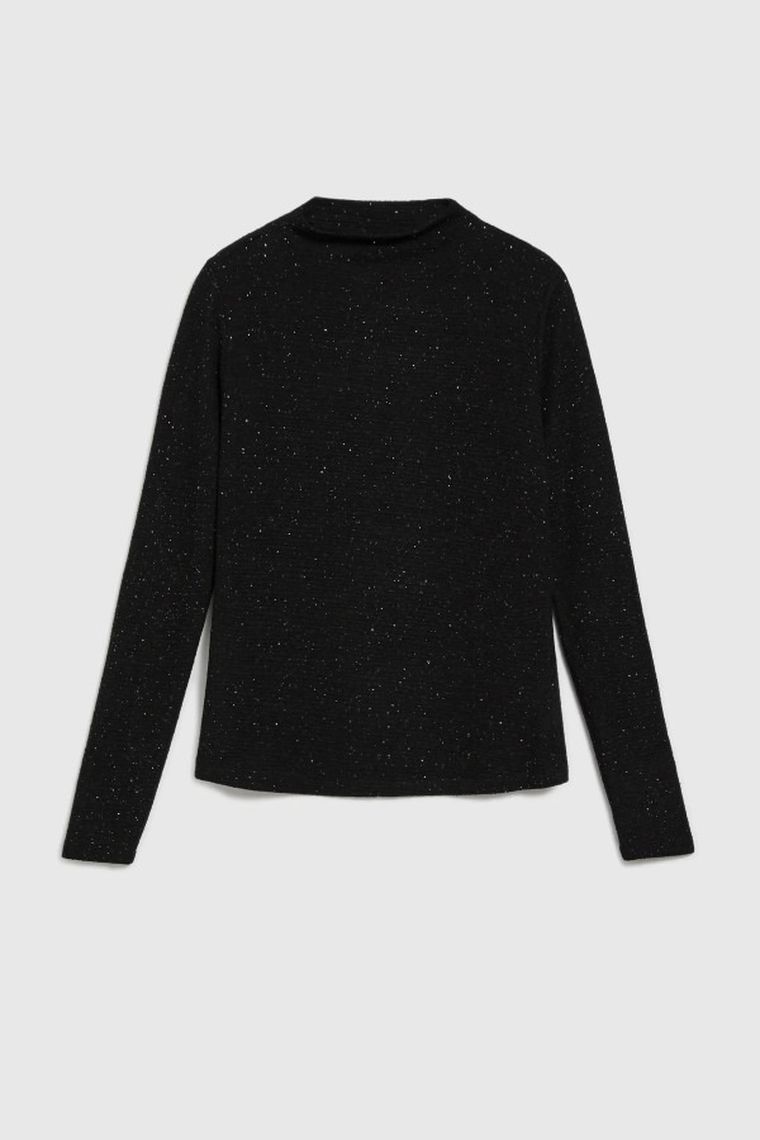 Bluzka damska z długim rękawem, czarna, Moodo