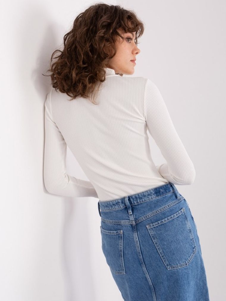 Bluzka damska z długim rękawem, ecru, Basic Feel Good