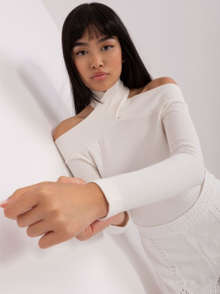 Bluzka damska z długim rękawem, ecru, Lily Rose