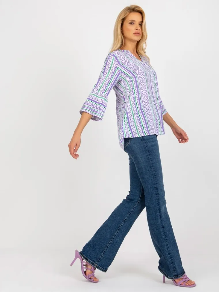 Bluzka damska z długim rękawem, fioletowa, Sublevel