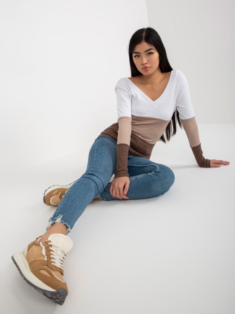 Bluzka damska z długim rękawem, mix, Rue Paris