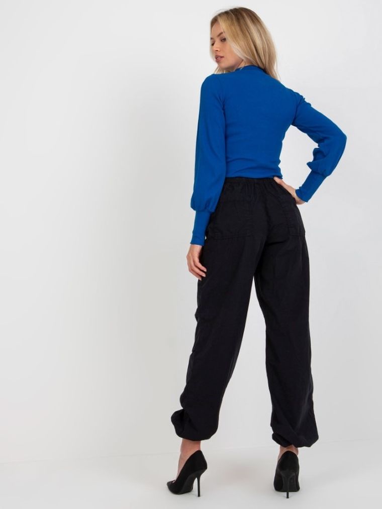 Bluzka damska z długim rękawem, niebieska, Rue Paris