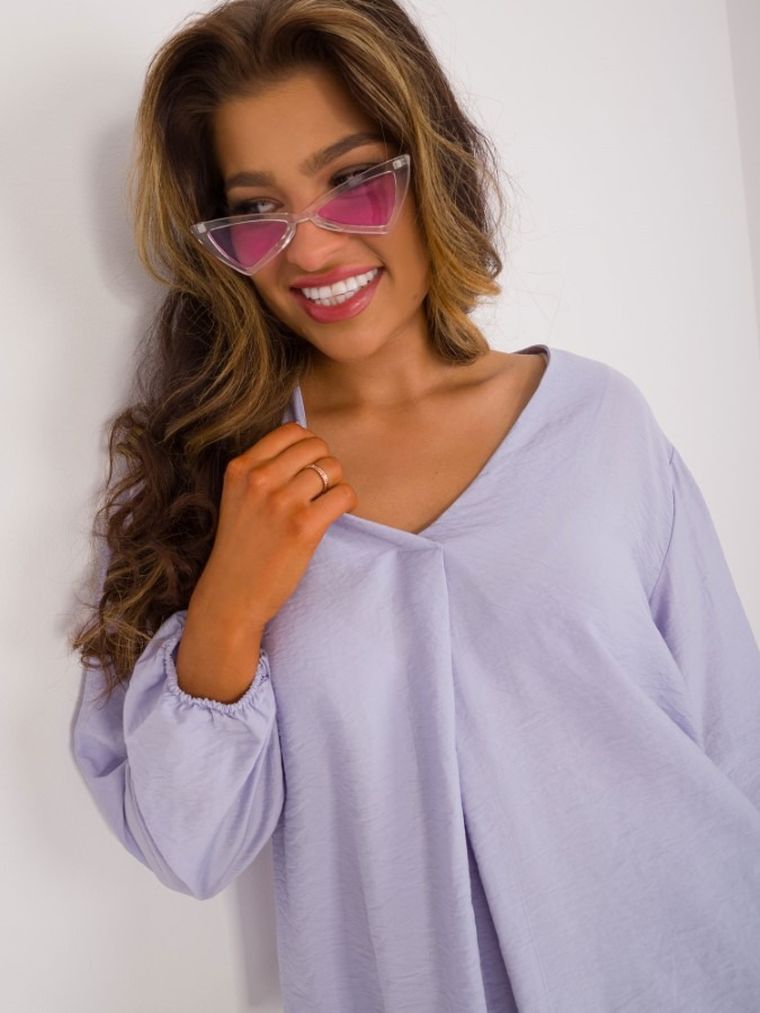 Bluzka damska z długim rękawem, niebieska, Sublevel